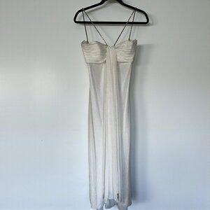 Victor Costa White Spaghetti Strap Evening GownLong Formal Dress